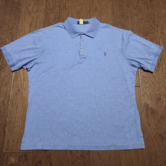 Polo Ralph Lauren Polo Shirt Pima Soft Touch Short Sleeve Blue Flesh Pony 2XLT - Picture 1 of 7